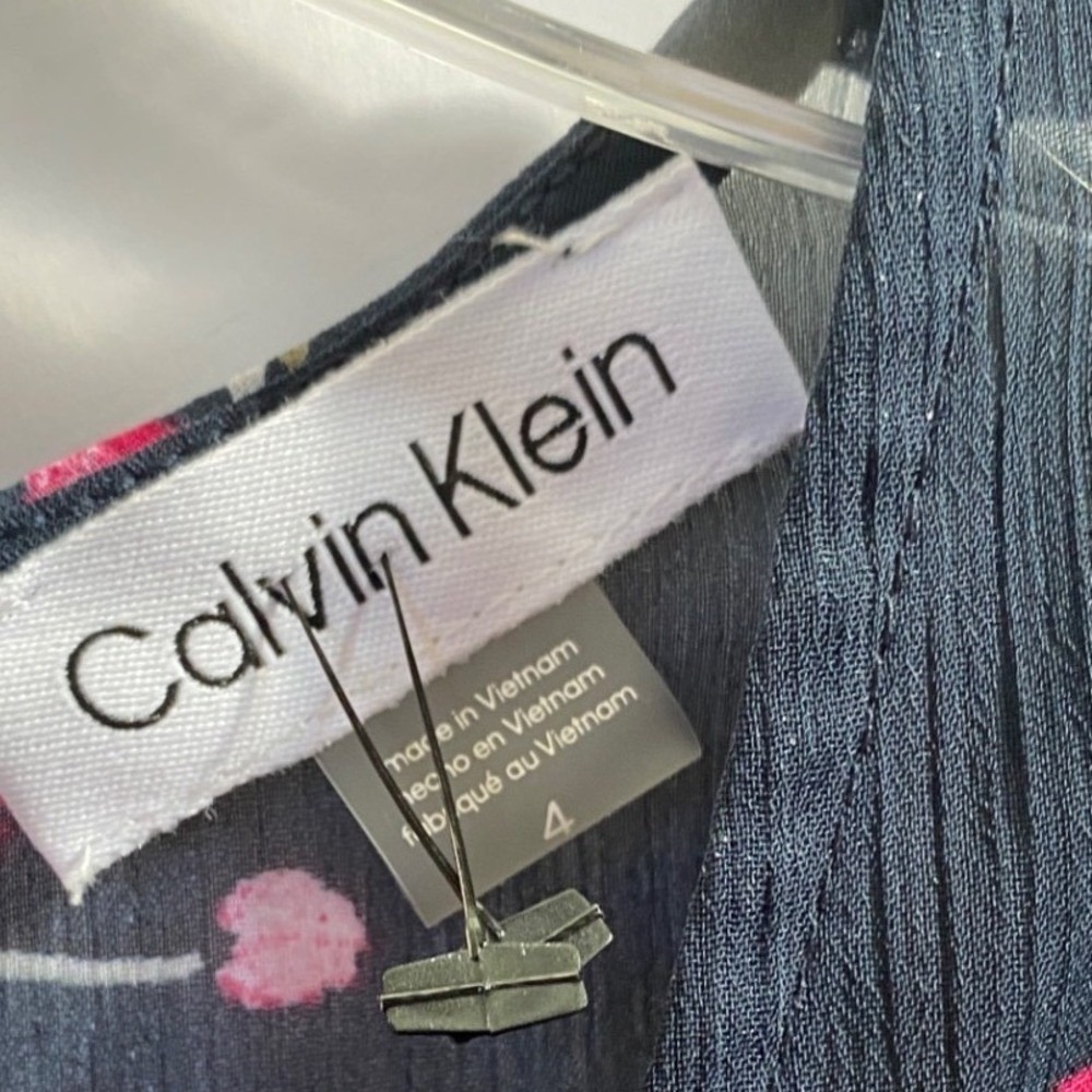 Calvin Klein Navy Blue Floral Chiffon High Low Maxi Dress 4 NWT Wedding Guest - Picture 11 of 16